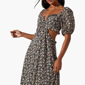 Astr Floral Maxi Dress - Black and Pink